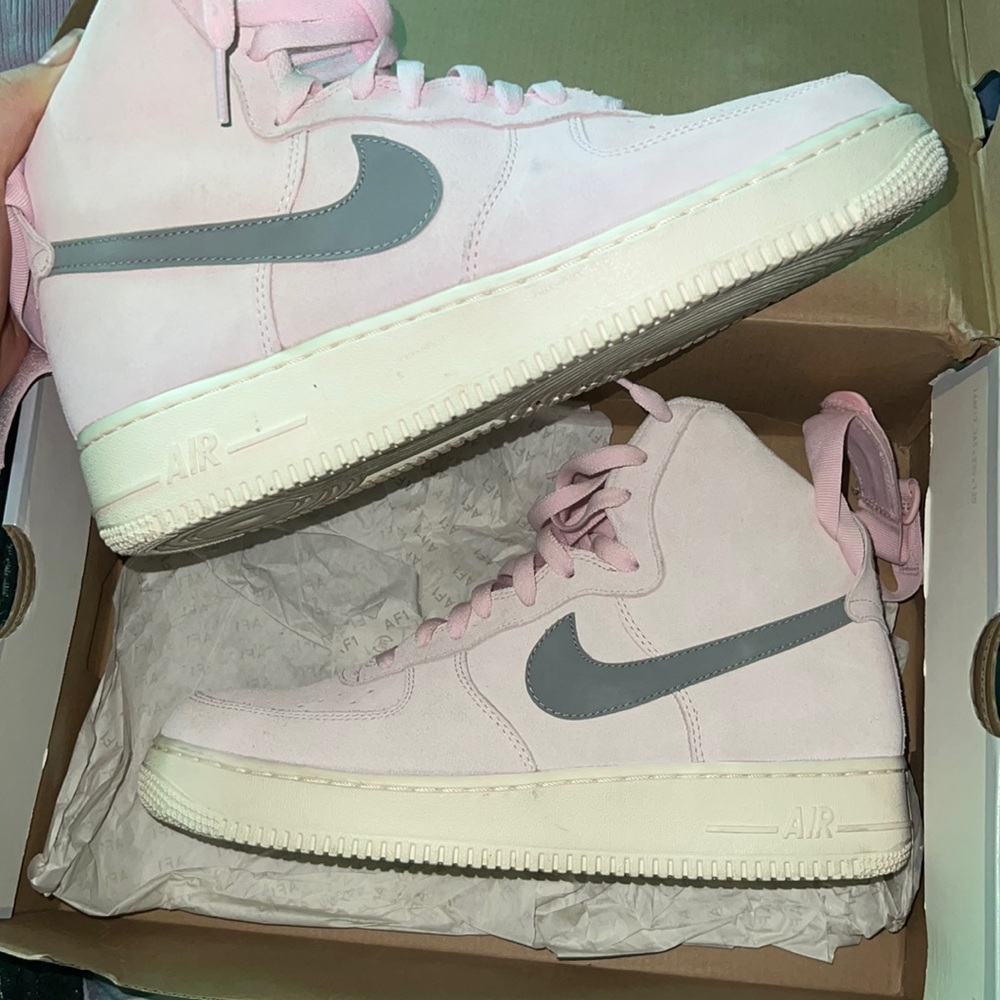 Air Force 1 high artic pink and grey and white
